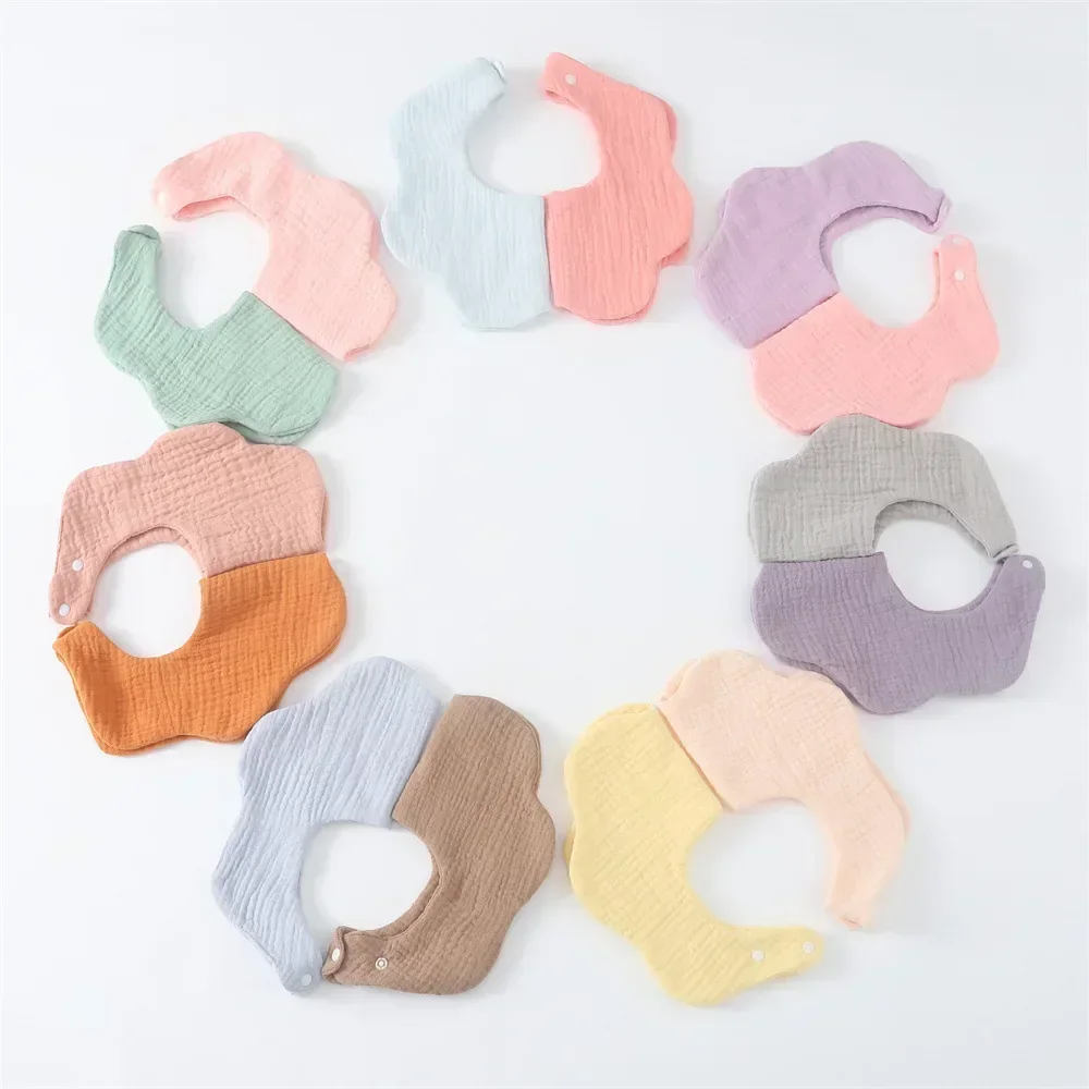 Cotton Baby Bibs 6 Layer Gauze Petal Baby Feeding Bib Solid Thickened Infant Saliva Towel Soft Burp Cloth for Newborn Baby Items