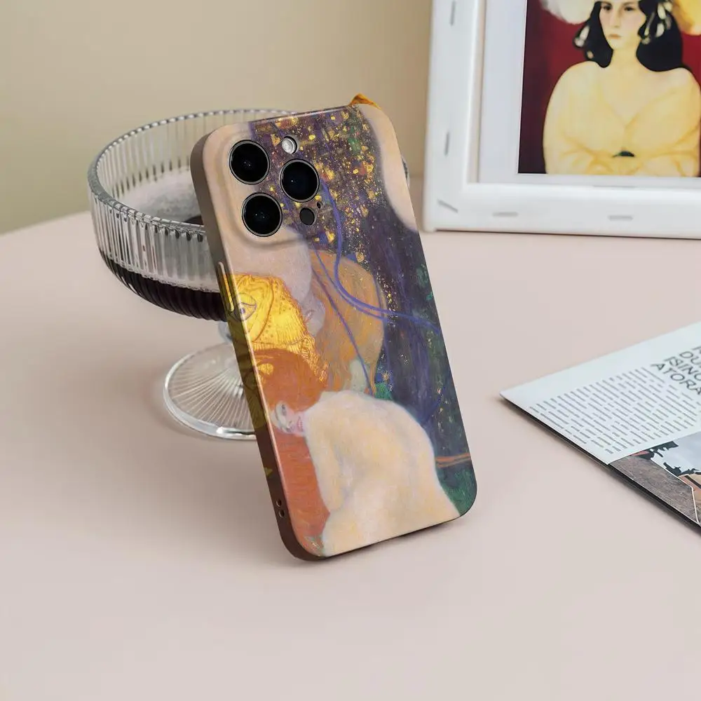 

Чехол для телефона Gustav Klimt для iPhone 17, 16, 15, 14, 13, 12, Pro Max Plus, глянцевый HD, с тонкими отверстиями, жидкая пленка, мягкий корпус