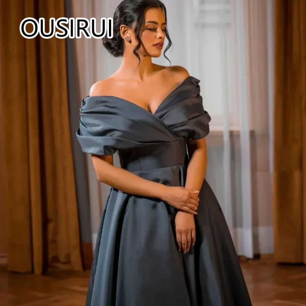 Modest Strapless Satin Pleated A-line Formal Evening Party Dress Backless and Lace up for Evening Gown with Trian vestidos de