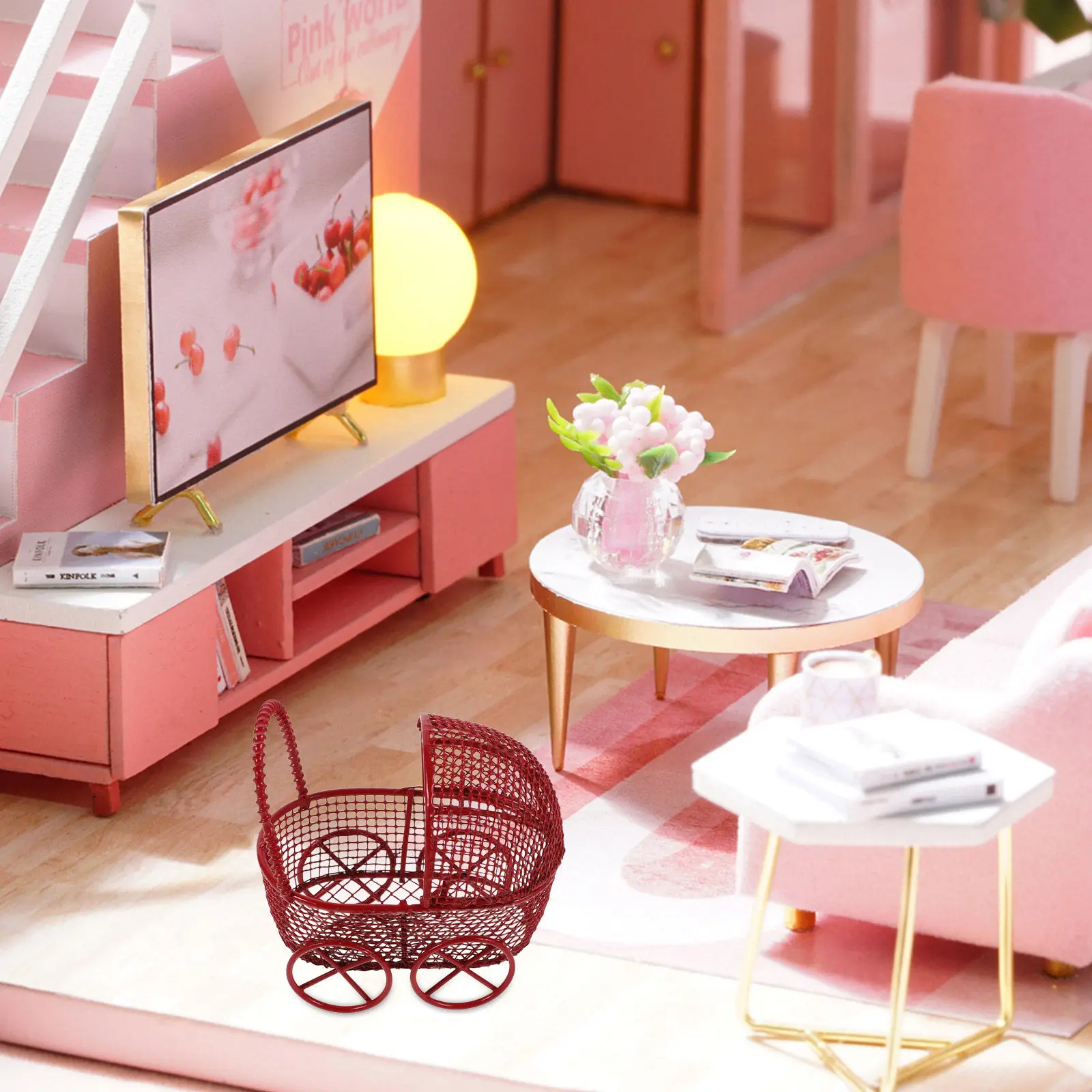 

2Pcs Miniature Baby Stroller Metal Pram Vintage Carriage Baby Shower Centerpiece Candy Basket Party Favor Decoration