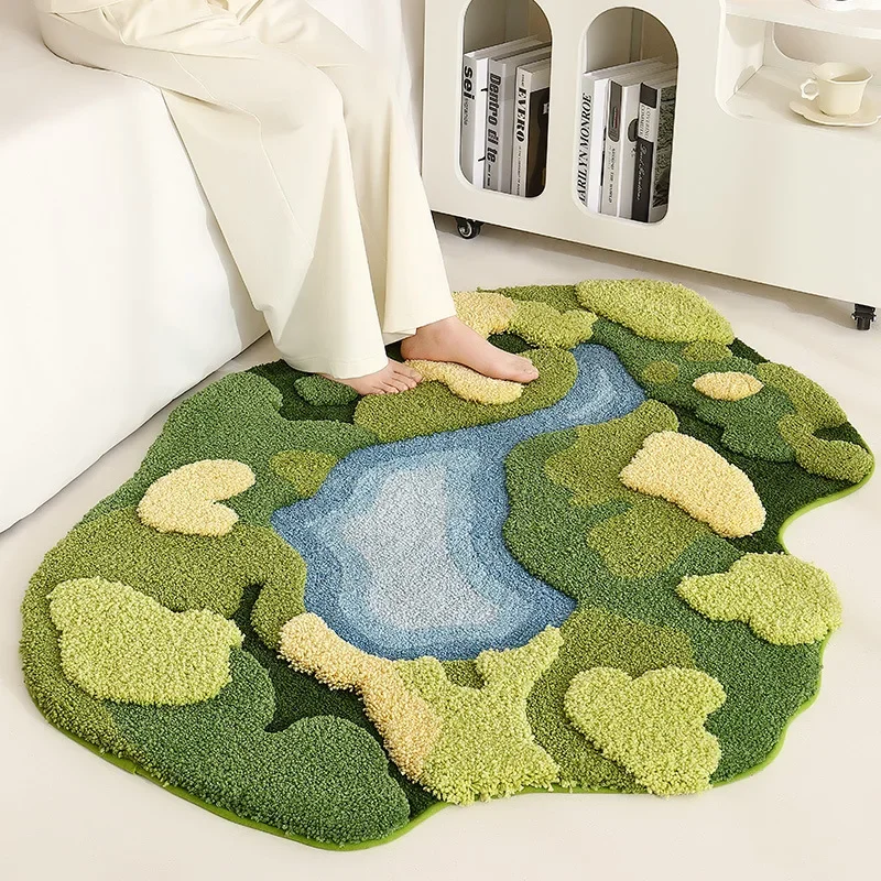 High Quality Moss Rug Thick Plush Bedroom Bedside Area Rug Three-dimensional Carpet Surface Living Room Decorative Floor Mats