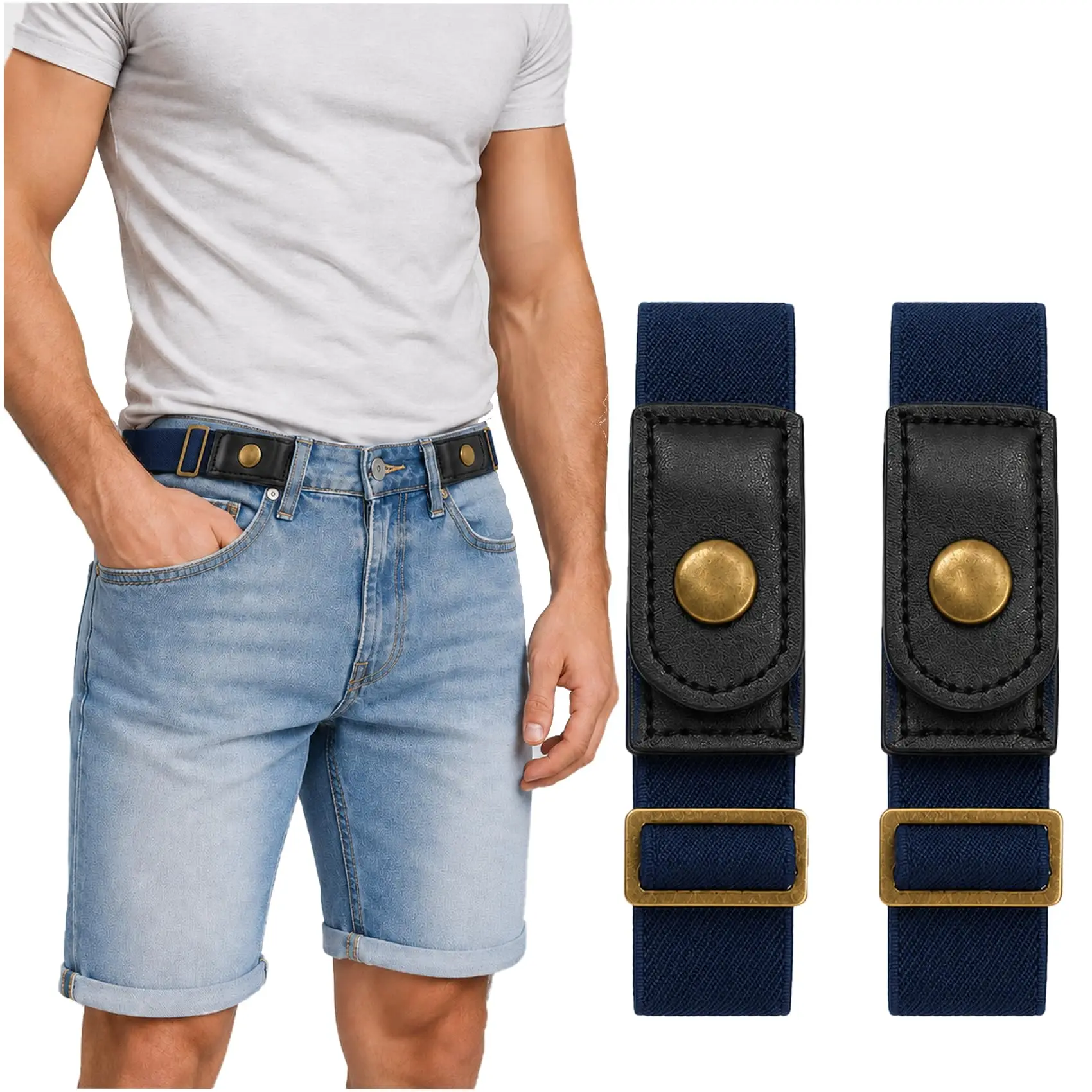 1/2Pcs Buckle Free Belt for Women Men, Unisex Elastic Stretch Invisible Adjustable Belt Without Buckle for Pants Jeans Belts