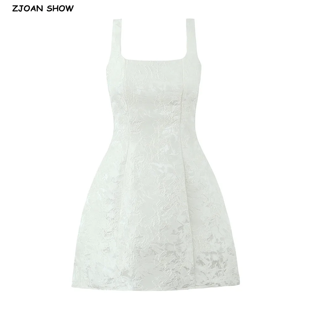 2025 Sweet Jacquard weave Mini Tank Dress Women Cross Lacing up Bow Back Ball Gown Dresses Party Skater Sleeveless Robe Vestido