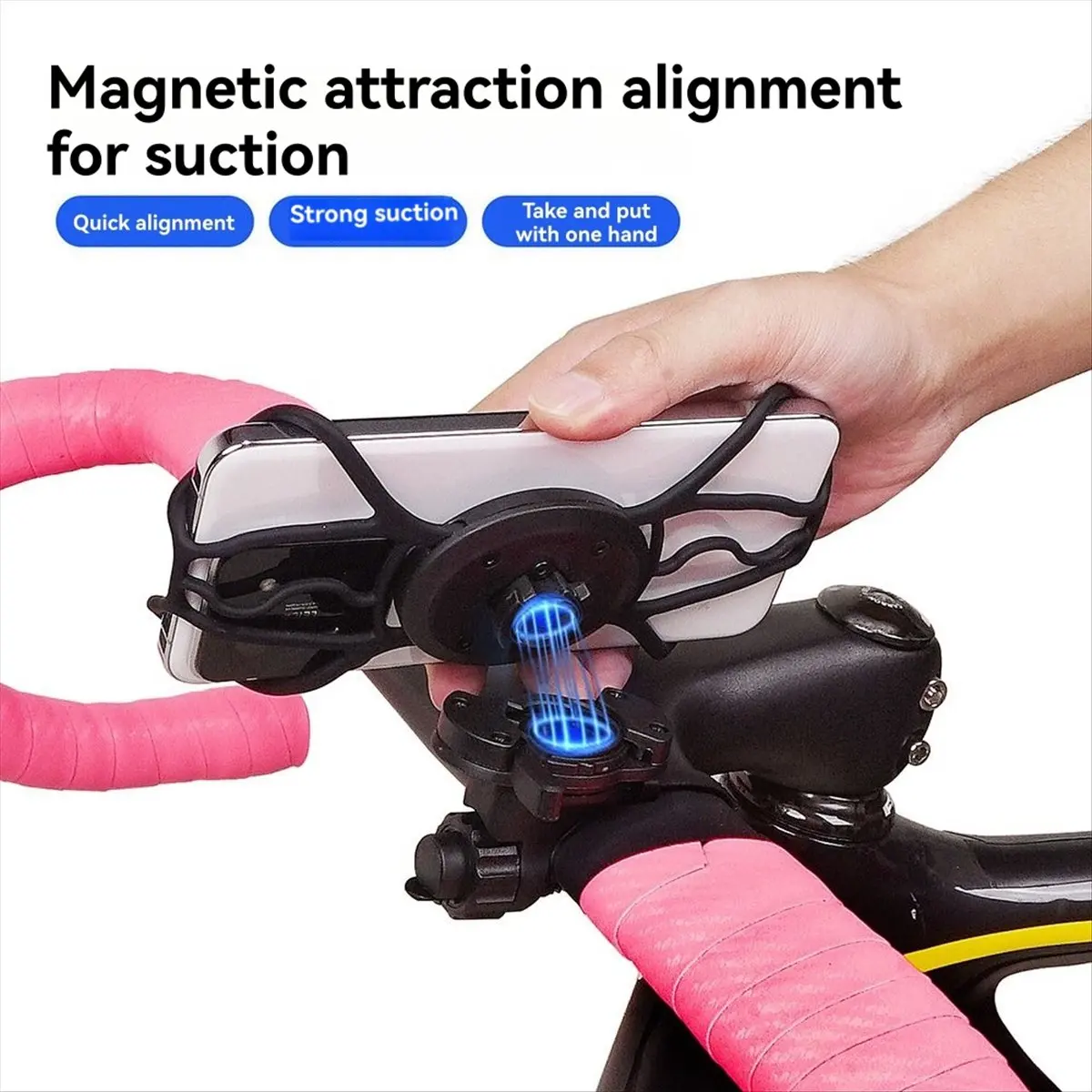 X08A Silicone Bicycle Phone Holder Universal Bike Handlebar Magnetic Lock Quick-Release Phone Mount Clip Bracket