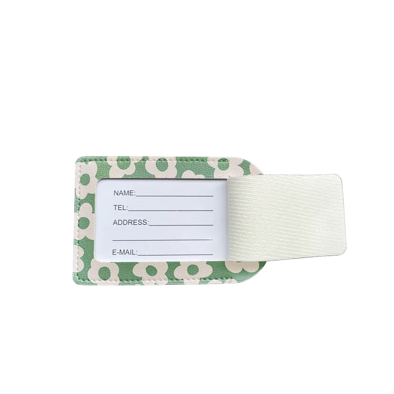 Luggage Tags with Privacy Cover PU Leather Cruise Ship Waterproof Tag Cute Flower Art Marble Suitcase Tags for Men Kids Women