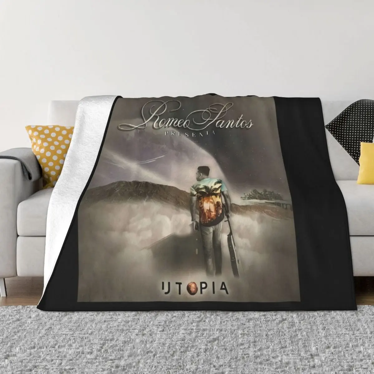 New Romeo Santos Utopia Vinyl Cd Cover Small Medium Large Xl High Quality Summer Style Goth Adults Throw Blanket