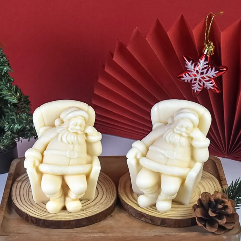 Sofá saudável papai noel natal vela molde diy silicone gesso molde criatividade inodoro sabão fazendo molde casa presente fazendo