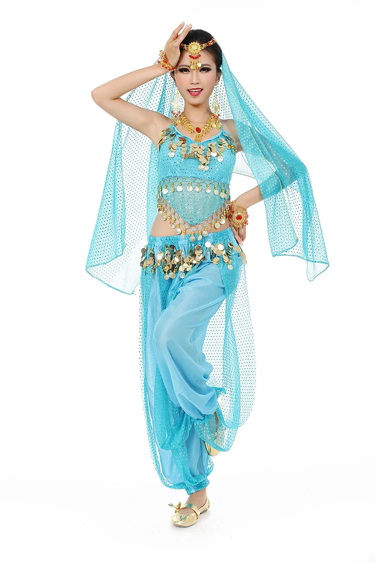 

Adult Shiny Belly Dance Outfit Women Sequin Top+Pants Costume Set Lady Oriental Indian Dance Arabian Princess Clothes Outfit Set