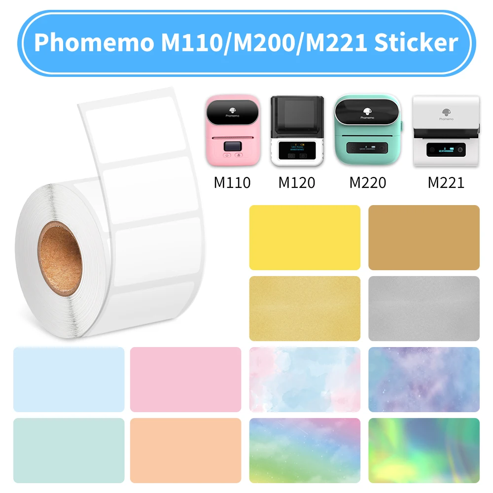 

1roll 40x30mm for M110 M221 M220 M200 M120 Label Printer 230pcs Square Thermal Label BPA Free Self-Adhesive Labels Sticky Paper