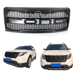 High Quality Cellular Mesh With LED Lights Racing Grille For Ford Explorer 2012 2013 2014