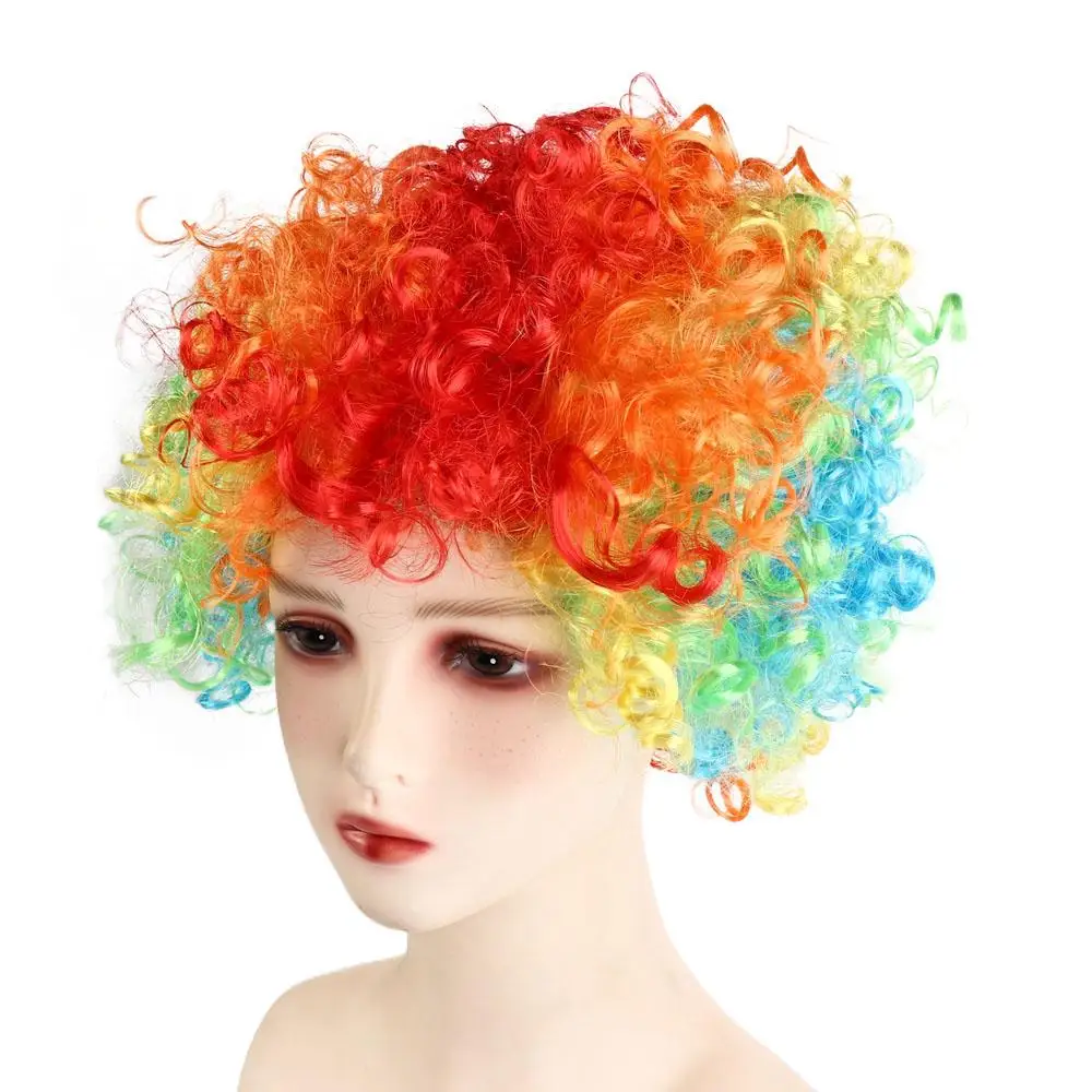 Fancy Party Rainbow Clown Props Adult Kids Football Fans Wigs Funny Wig Synthetic Wigs Cosplay Hairs Costume Party