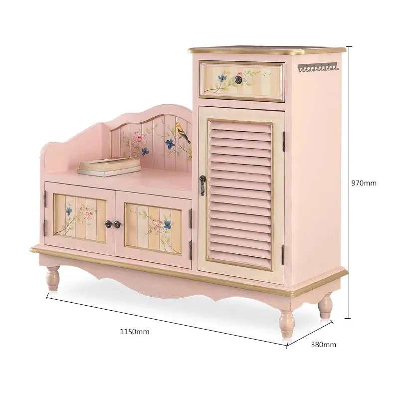 American European furniture, rural shoe changing stool, shoe changing cabinet,