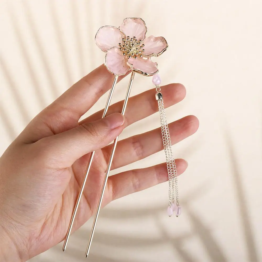 For Girls Hanfu Tassels Chinese Style Disk Hair Headwear Hair Accessories U Shaped Hairpin Flower Hair Stick Hair Fork