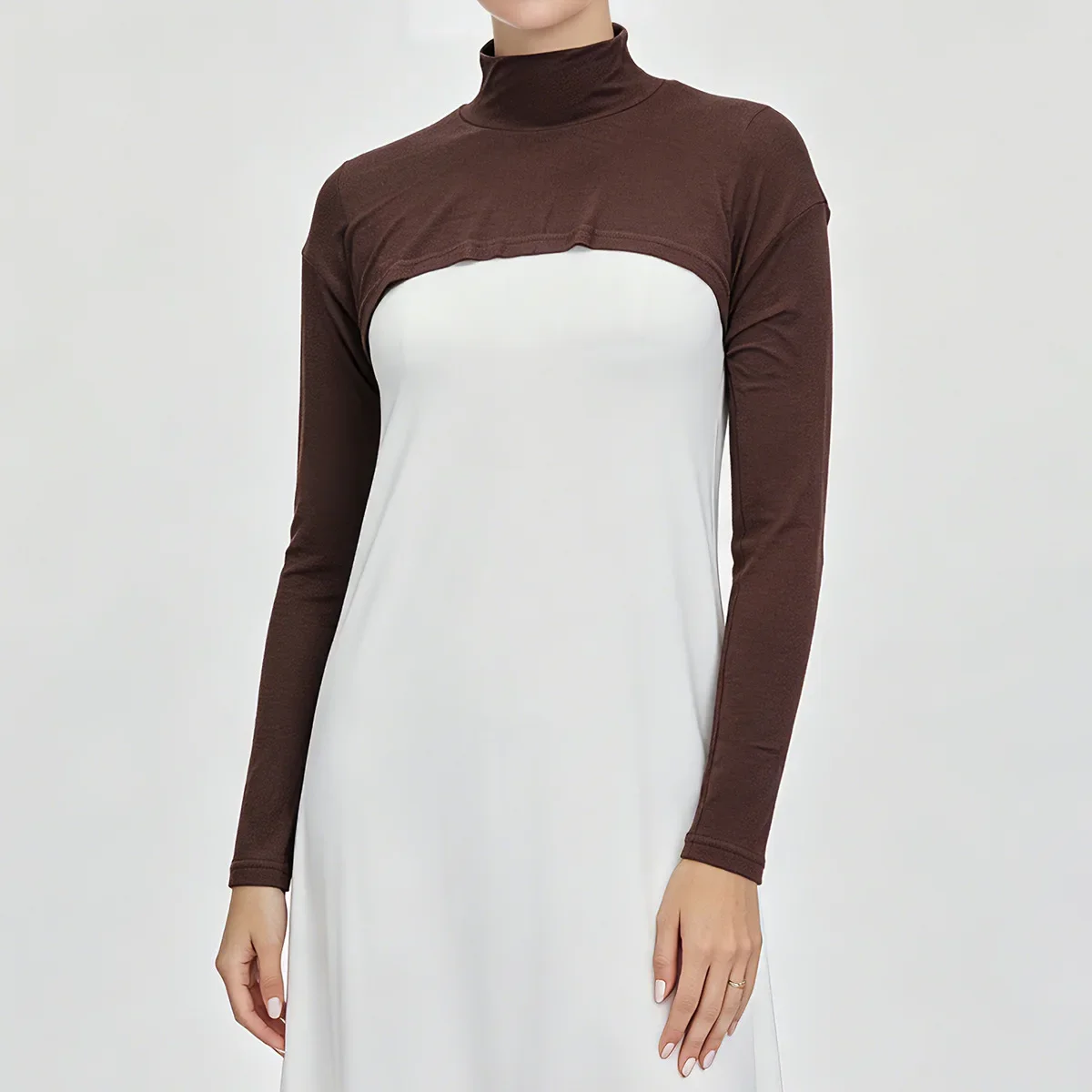 Women Solid Color Modal High Neck Shrug Cape Long Raglan Sleeve Arm Cover Top Soft Stretchy Pullover Shawl One Size Daily Wear