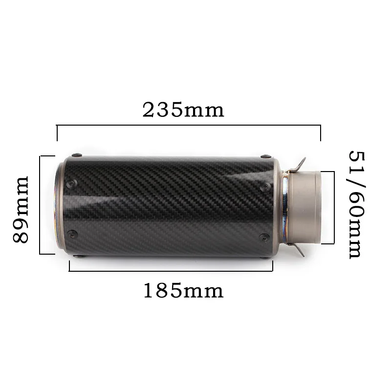 51mm/60mm Carbon Fiber motorcycle pipe exhaust with DB killer Motorcycle Exhaust Pipe Muffler for PCX 125 FZ6 Z 750 Z 900 MT 07