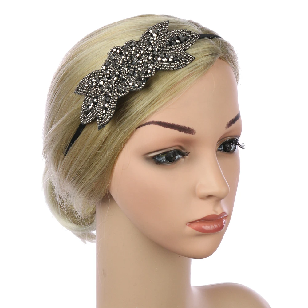 

1920s Black Vintage Beads Hair Hoop Wedding Party Headwear Brides Performance Decorative Accessory Party Hair Hoop