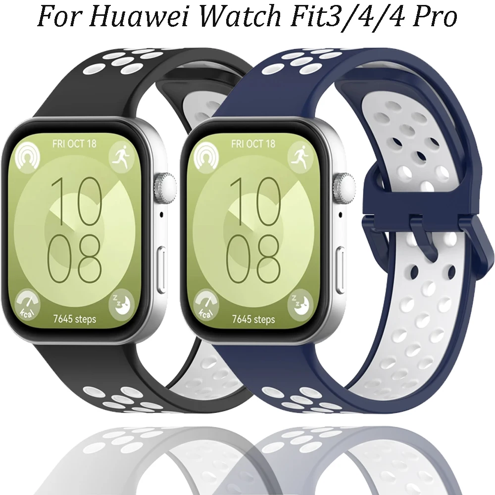 Zweifarbiges weiches Silikon für Huawei Watch Fit 4 Pro/3 atmungsaktives Sportarmband Armband für Huawei Watch Fit 4 Gürtelzubehör