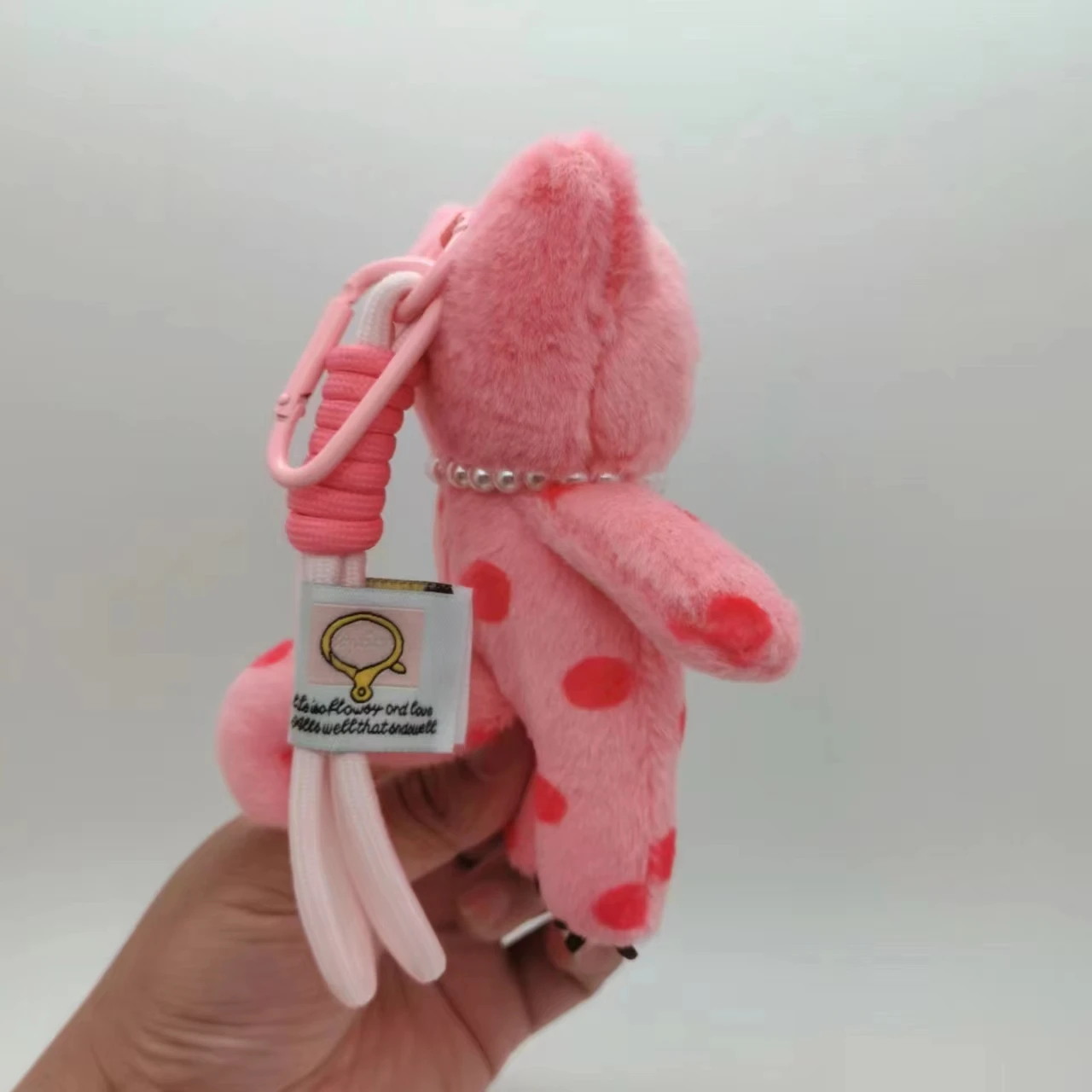 15cm Pink Cat Plush Toy Keychain Cute Backpack Pendant Soft Animals Keyring Car Key Buckle Accessories Girl women Bag Hanging