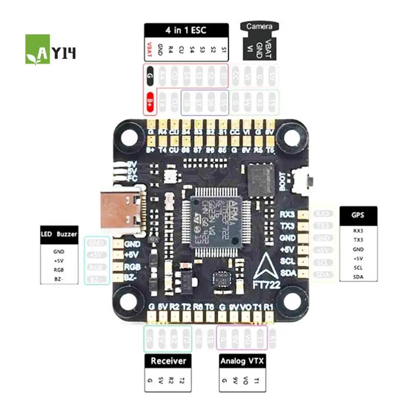 

AY14 -F722 Flight Controller 5V/10V Dual BEC 30.5X30.5Mm 3-8S For RC FPV 13Inch 15Inch Freestyle Drones Parts