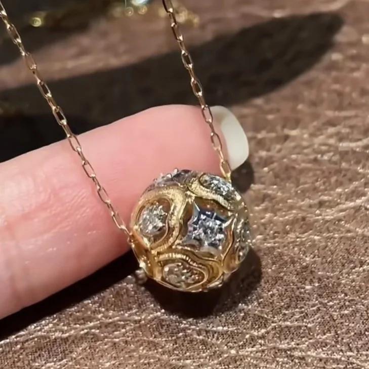 

Bucci Vintage Fashion 925 Silver Lucky Beads High Carbon Diamond Pendant Unisex Gold Chain Necklace Lab-grown Diamond Jewelry