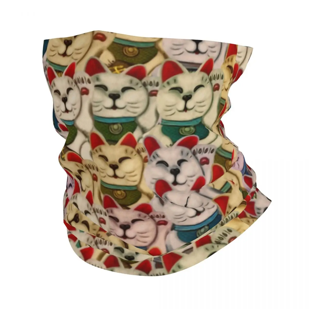 Maneki Neko Cats Bandana Neck Gaiter for Ski Running Women Men Wrap Scarf Japanese Lucky Cat Balaclava Warmer