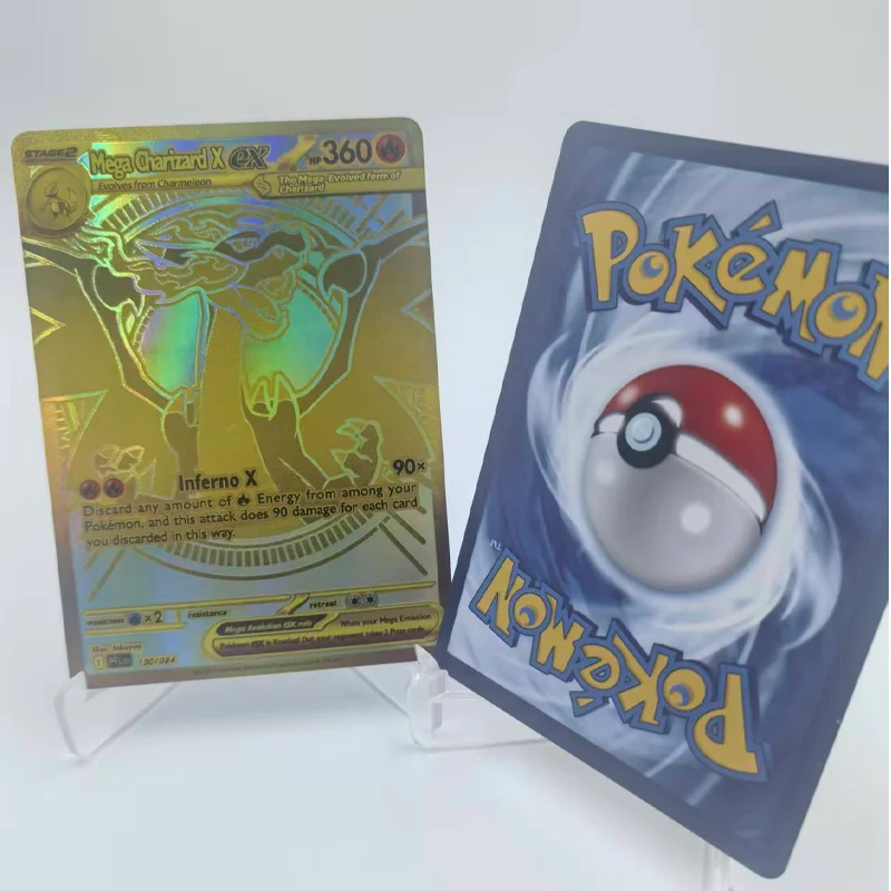การ์ดเกมอนิเมะคอลเลคชั่น DIY Pkm ฉบับภาษาอังกฤษ Mega Gardevoir Ex, Mega Lucario Ex, Mega Dragonite, Mega Charizard X, Inferno X
