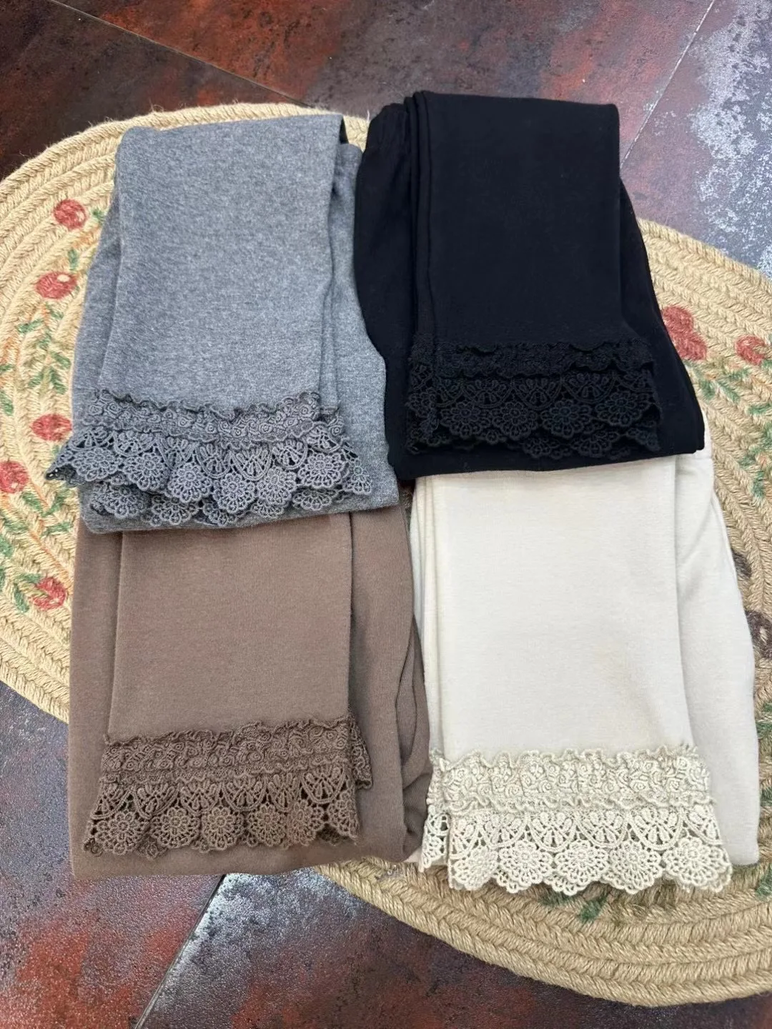 

Трикотажные хлопковые облегающие повседневные брюки с эластичной резинкой на талии, кружевные брюки с цветочным принтом, осень 2022, высокая талия, семь/девять очков