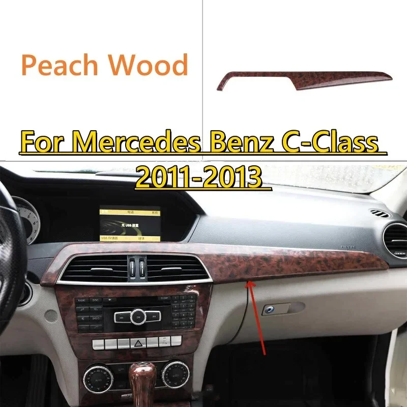 1PC Peach Wood Console Dashboard Strip Trim For Mercedes Benz C-Class 2011-2013
