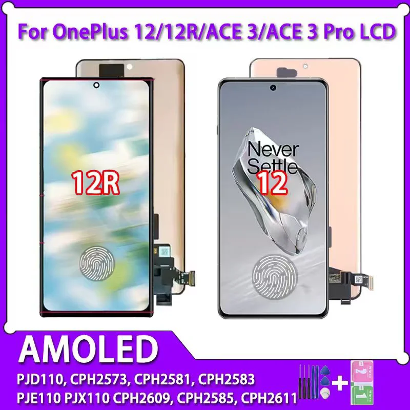AMOLED For OnePlus 12 / 12R / Ace 3 / Ace 3 Pro PJX110 PJE110 CPH2609 PJD110 LCD Display Touch Screen Digitizer Assembly