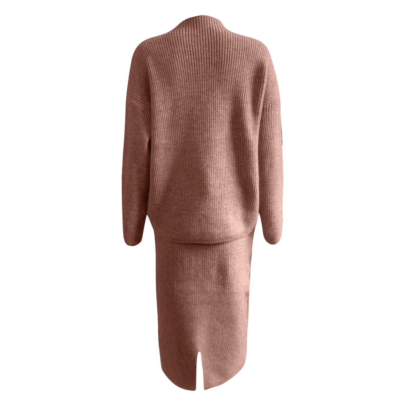 Damenmode Herbst Winter einfarbig Langarm Langrock halber Roll kragen pullover Set Robe hübsche Abschluss Freizeit kleid