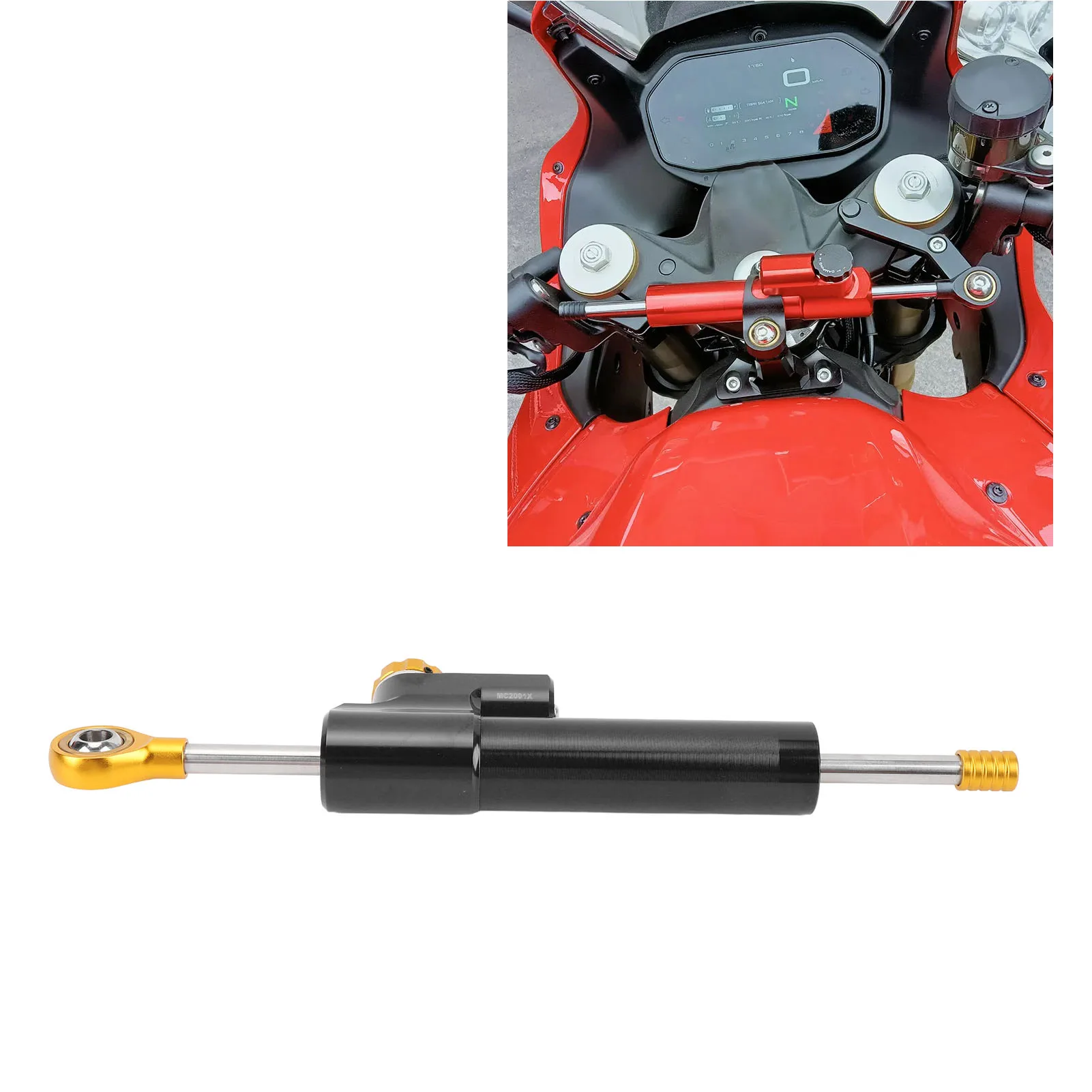 

Motorcycle Steering Damper Adjustable Universal Fit Increase Stability Steering Stabilizer for Motorbike