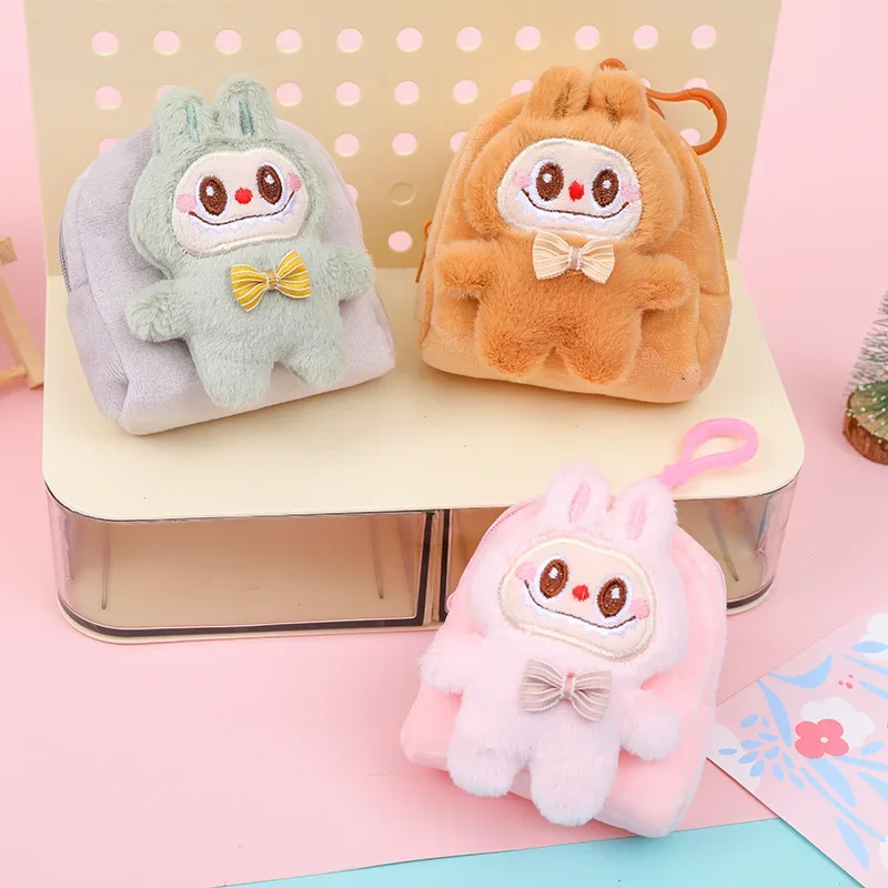 Porte-monnaie en peluche Labubu, lapin mignon, beurre, sac pour écouteurs, porte-clés de voiture, pendentif sac à dos pour garçons, cadeaux de vacances pour filles et enfants, mode