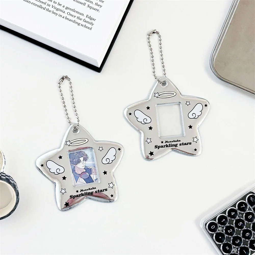 Creative Idol Photo Protect Case Photocard Holder PVC Five-Pointed Star Shape Card Cover 2 Inch Photo Protect Cover with Chain