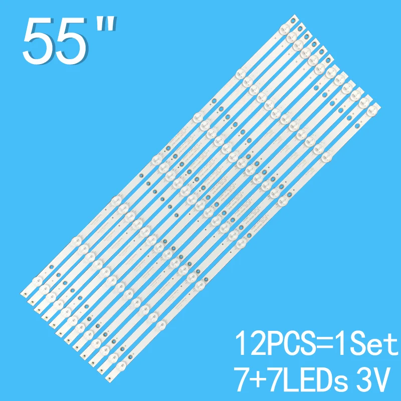 

12pcs LED Backlight Srip For K550WD7 4708-K550WD-A4213K21 4708-K550WD-A4213K31 For Philips 55"TV 55PUF6056 55PFF5250 55PFF5055