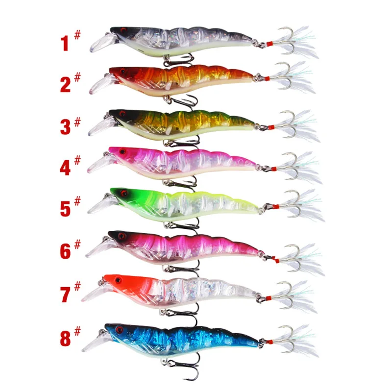 Fake Shrimp Hook Wood Bait 13.6g 9.5cm Wobbler Squid Jig Hard Bait Jigging Lure Octopus Bait Blood Groove Hook Feather Hook