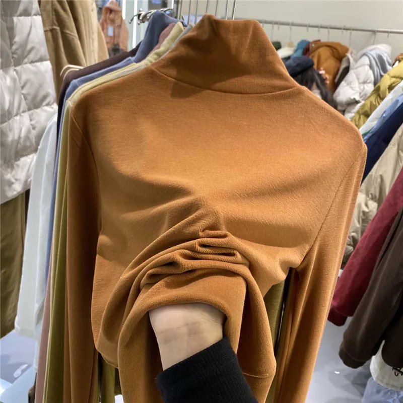 Extra grote 300 pouw dubbelzijdige Brued Camere lange Sve T-irt dames herfst winter Thiened Base irt f High...