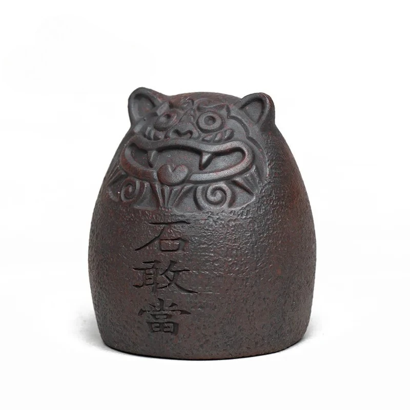 Yixing Purple Stone Darer Tea Table Zisha Tiger Pet Play Lid Cover Holder Small Ornaments Ceremony Tea Set Sculpture