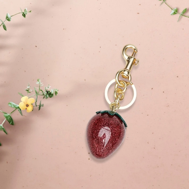 Elegant Strawberry Pendant Key Holder Small Bag Ornament Fashionable Bag Charm Unique Strawberry Accessory for Daily image 2