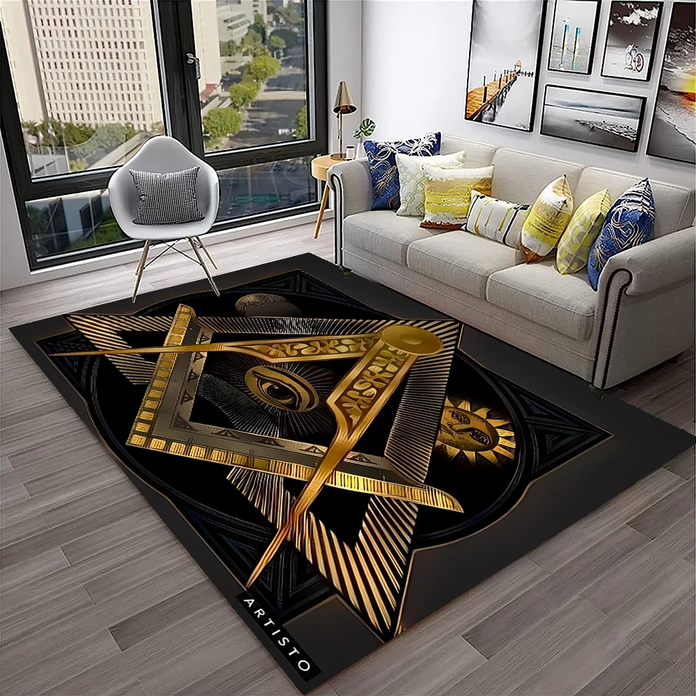 Masonic Freemasonry Illuminati Ring Carpet Rug for Home Living Room Bedroom Sofa Doormat Decor,Kid Area Rug Non-slip Floor Mat