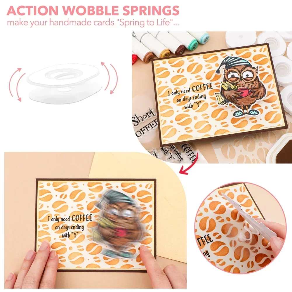 30-60pcs Creative Mini/Standard Action Wobbles To Create An Interactive Card Collapsible Self-Adhesive Springs Wobblers Movers