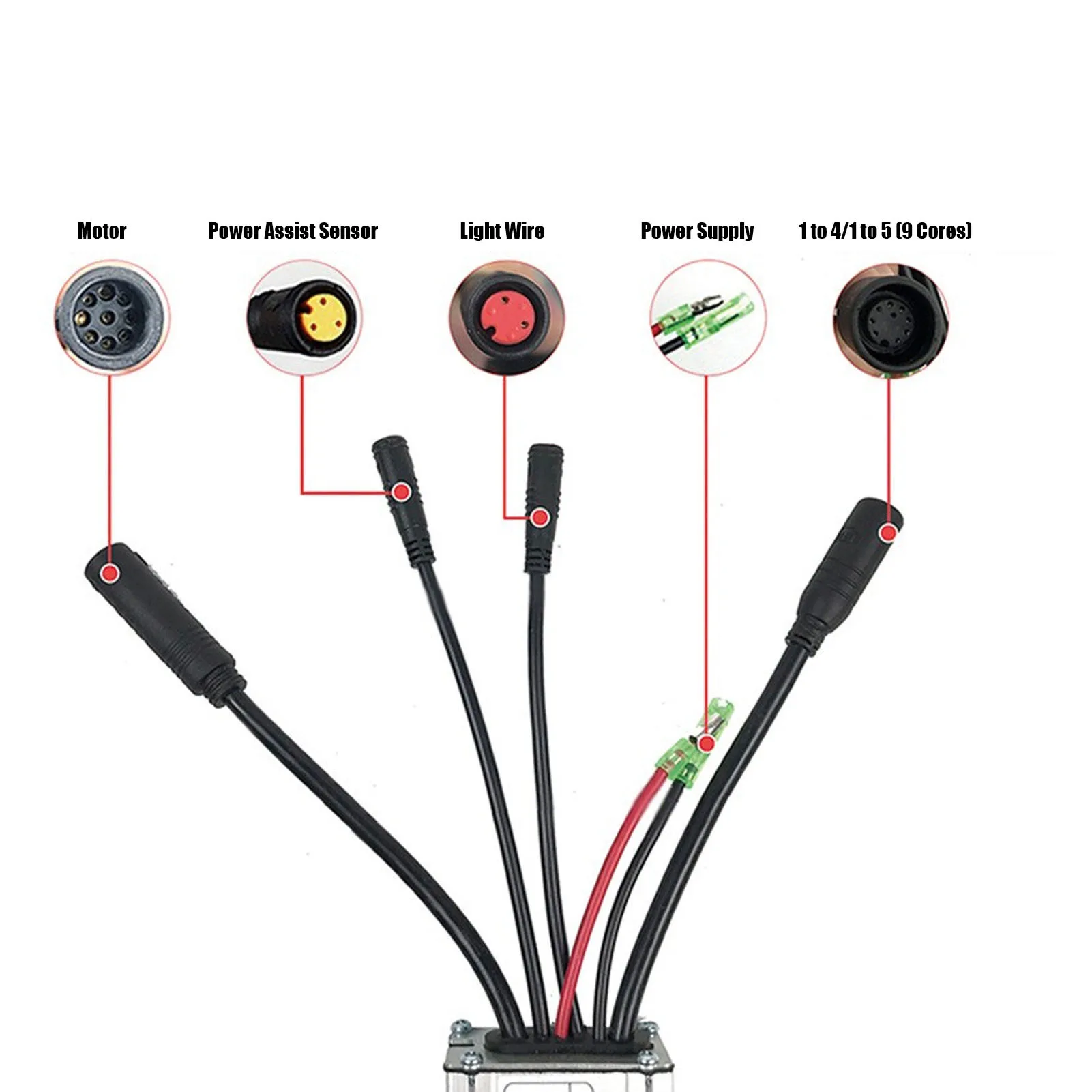 Controlador de onda senoidal 36v/48v 25a, à prova d'água, bicicleta elétrica, motor sem escova, controlador de velocidade com linha de luz para motor de 750w
