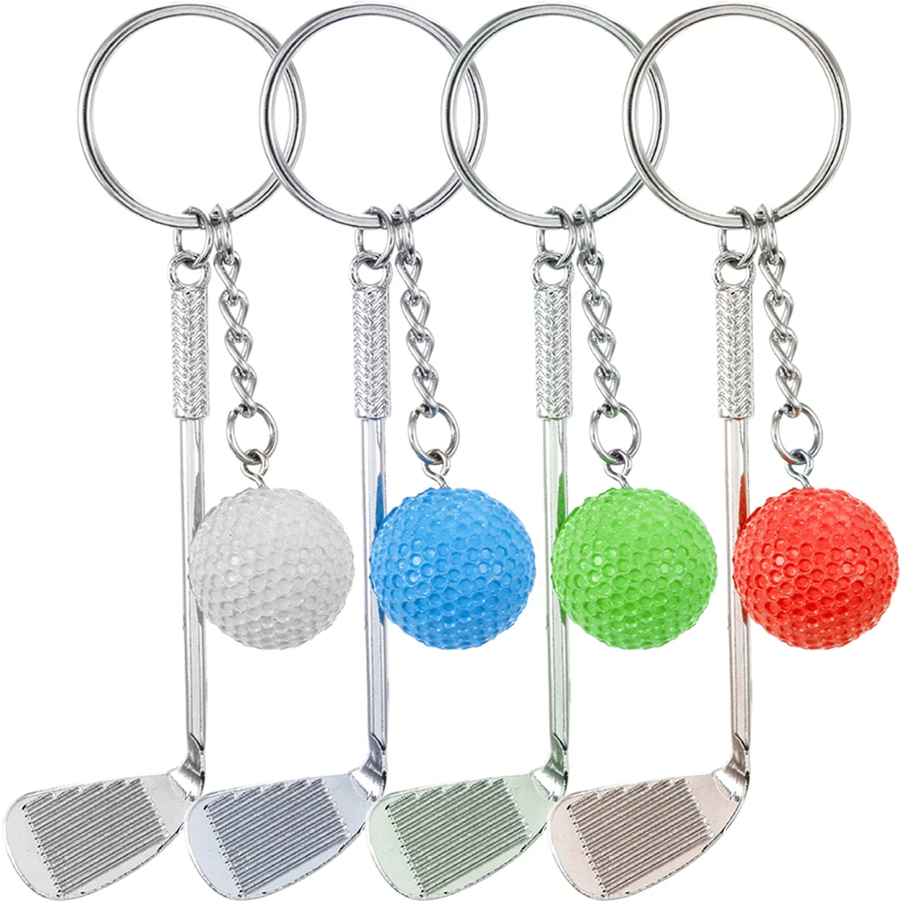

4pcs Keychain Creative Lightweight Durable Golf Ball Pendant Design Key Ring Chains Car Keys Bag Backpack Hanging Ornament Gift