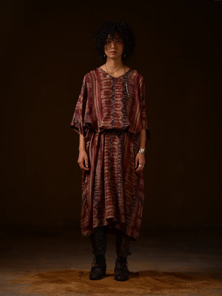 

Original Design Silk Printed Dr Lightweight Cool Robe Summer Vintage Sle Women's Faion ort Sve V-Ne Casual Wear