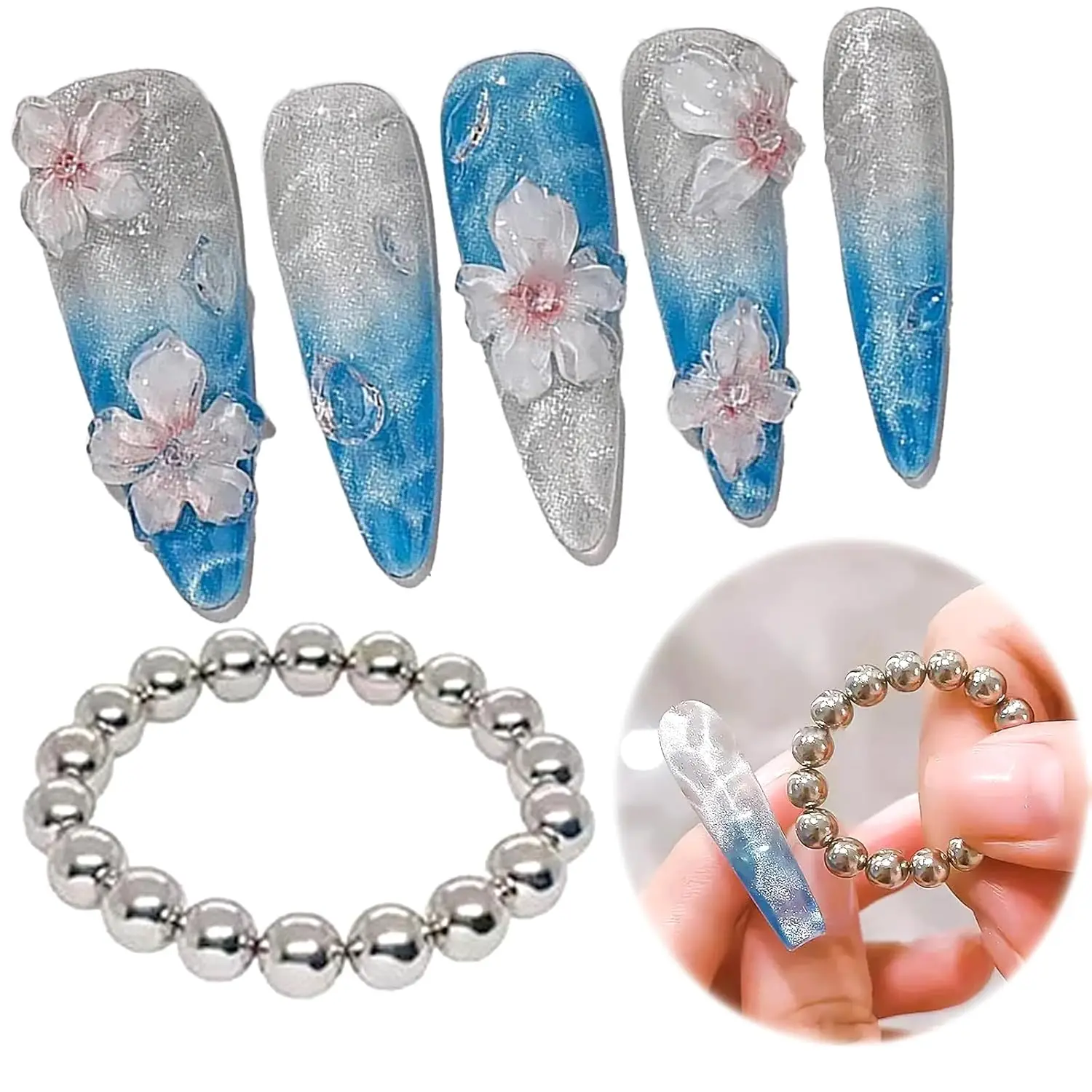 20/40Pcs Nail Art Magnetic Beads Spherical Cat Eye Magnets for Use with Cat Eye Gel Nail Polish Suitable for Magnetic Nail Tools