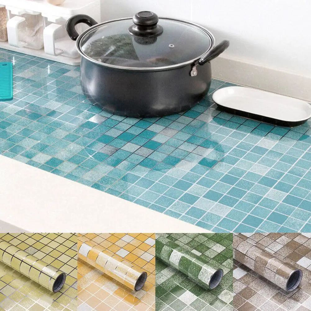 

Oil-Proof Kitchen Stove Wallpaper High Temperature Waterproof Self-Adhesive Mosaic Wall Sticker Bathroom Tile Aluminum Foil Film