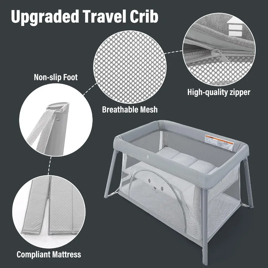 سرير سفر محمول لحزمة الأطفال واللعب للأطفال الصغار وخفيف الوزن بتصميم حقيبة ظهر قابلة للطي أثناء السفر