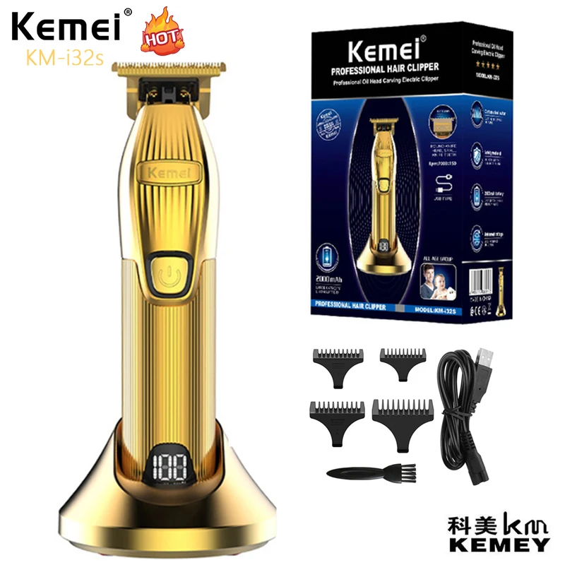 

Kemei KM-i32S i32 Electric Rechargeable Hair Clipper Fast Charging and Long Time Using Professional Salon Trimmer Barbier Hot