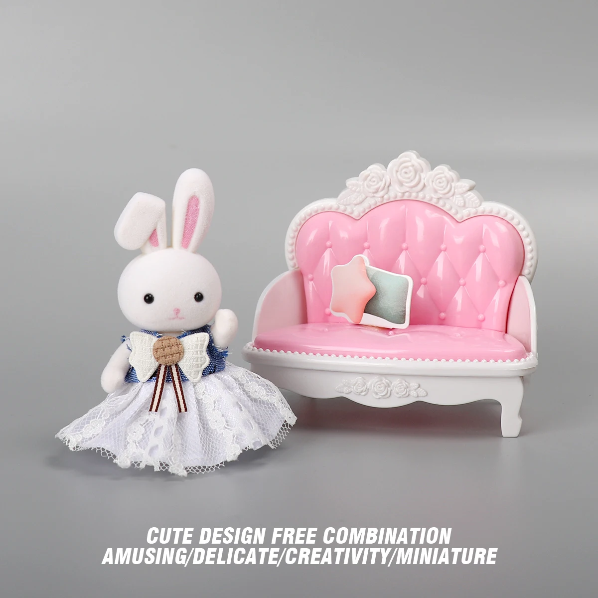 1:12 Finta giocattolo Principessa Castello Divano Bunny Set Ragazze Giochi di imitazione Casa Giochi di ruolo Accessori per bambini per regali