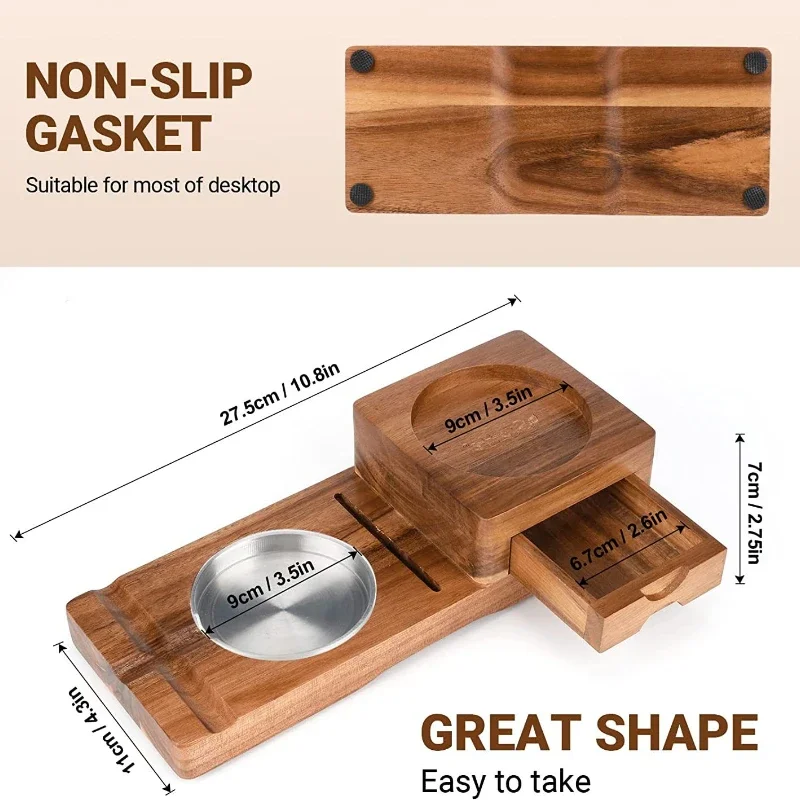 Multi Function Wooden Cigar Ashtray Beverage Solid Wood Cup Coaster Whiskey Tray Cigar Holder Cigarette Ashtray Smoking tools