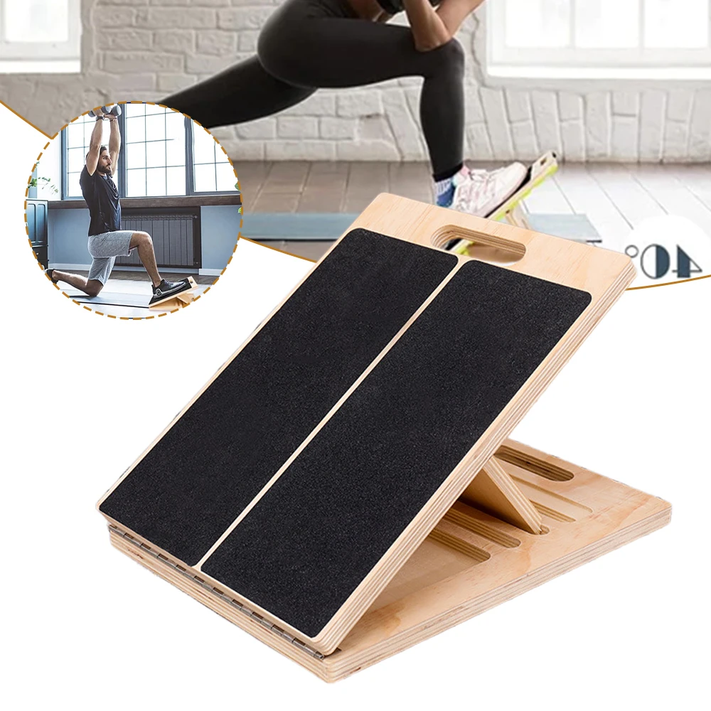 Planche d'étirement en bois à 5 niveaux réglables pour mollets, cuisses, tendon d'Achille et chevilles, entraînement de rééducation et de fitness pour les jambes